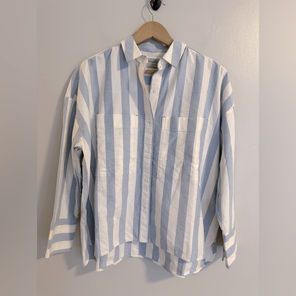 EVERLANE The Boxy Oxford in White/ Blue size Small and Medium. New with tag - Picture 5 of 9